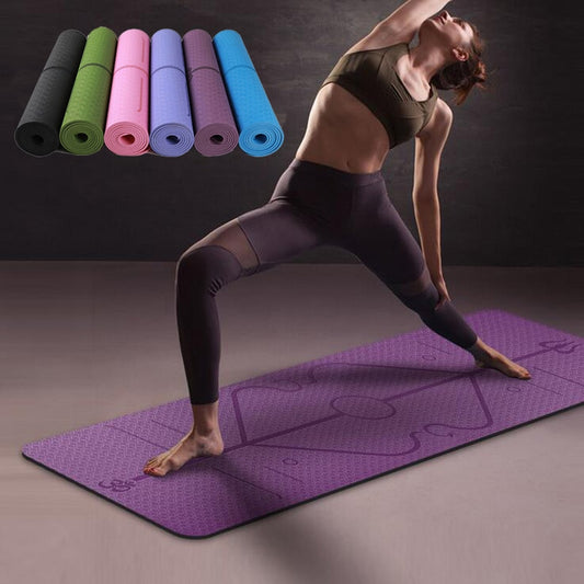 🧘‍♂️ Tapis de Yoga en TPE avec Ligne de Position 183 X 61 X 6mm Pour Débutants - Antidérapant et Respectueux de l'Environnement - Parfait pour la Gymnastique et le Fitness 🌱